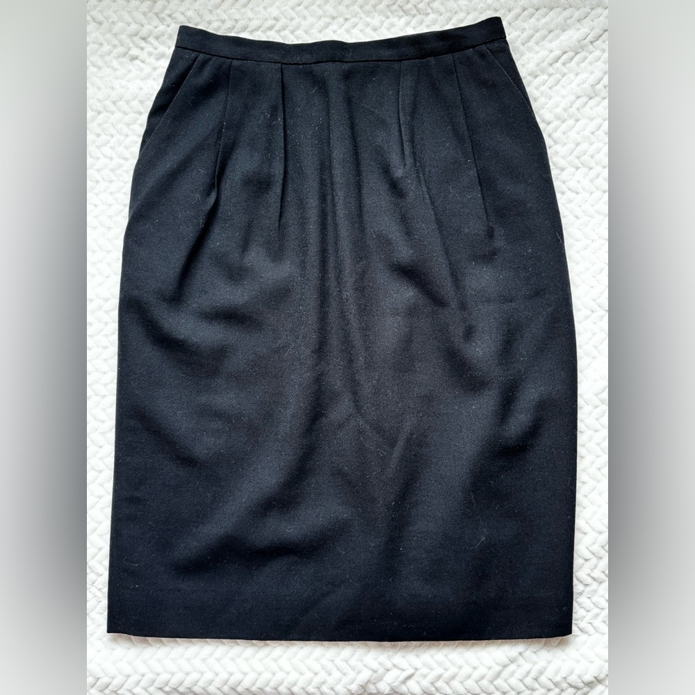 Vintage JH Collectibles Black Wool Lined Pencil Skirt Size 12